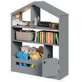 Garvee Kids Bookshelf, Toy Storage Organizer, Wooden Kids Bookcase with Motion Sensor Light, Dollhouse Bookcase for Playroom Bedroom Nursery Classroom - Grey