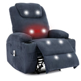 Garvee Manual Recliner Chair with Massage and Heat, Ultra-Comfortable 135° Adjustable Reclining Sofa for Living Room & Bedroom, with Cup Holders & Pockets, Corduroy Blue - Blue