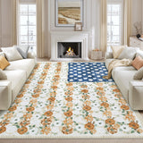 Garvee 5' × 7' 4th of July Patriotic Floral Rug, Blue Rust Ivory American Flag Washable Area Rug - Blue Rust Ivory
