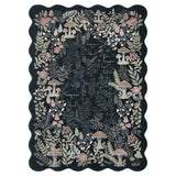 Garvee 5' x 7' Botanical Scalloped Forest Mushroom Area Rug, Machine Washable Non-Slip Low-Pile Stain-Resistant Rug for Living Room & Bedroom, Black - Black