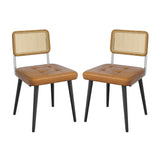 Garvee Modern Farmhouse Dining Chair - Upholstered Seat, Sturdy Wooden Frame, Armless Design - Comfortable Side Chair for Kitchen or Dining Room - Brown - 2 Dark Green