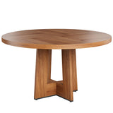 Garvee Space-Saving 47" Round Dining Table – Sturdy Pedestal Base, Durable Wood, Seats 4-6 – Perfect for Kitchen, Dining Room, Breakfast Nook, Apartment – Red Walnut