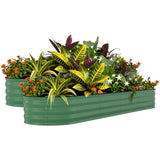 Garvee 2 Pack 8' X 2' X 2' Rust-Resistant Galvanized Steel Raised Garden Beds – Ergonomic Outdoor Planter Boxes, Durable, Easy Assembly, Open-Bottom Design, for Vegetables, Flowers & Herbs – Green,Upgraded with Anti-Cutting Strips - Green