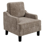 Garvee Chenille Mid Century Modern Accent Chair, Wood & Iron Frame Armchair with 330lb Capacity for Living Room Bedroom,Light Brown - Lihgt Brown