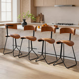 Garvee Bar Stools Set of 4,Modern Counter Height Bar Stools with Backrest & Footrest,Industrial Bar Chairs with PU Leather Cushion for Kitchen, Dining Room, Bar, Cafe,Brown - 4Pcs Brown