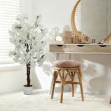 Garvee Artificial Cherry Blossom Tree – 150cm White Faux Silk Blossoms, Natural Wood Trunk, White Planter – Indoor Home, Office, Wedding Decor – Butterfly Cherry Blossom – White – Single Tree