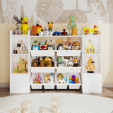 Garvee Toy Storage Organizer with 8 Removable Toy Bins, Toy Organizers and Storage, Large Toy Organizer Kids Bookshelf with 6 Storage Cubbies, Playroom Organization for Kids Room - White