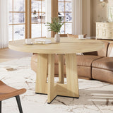 Garvee Space-Saving 47" Round Dining Table – Farmhouse Pedestal Base, Durable Wood, Seats 4-6 – Perfect for Kitchen, Dining Room, Apartment, Breakfast Nook – Noble Fruit Wood