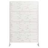 Garvee 1PC 72" White Rust-Proof Decorative Metal Garden Fence Panel, Freestanding Scroll Design Privacy Screen, Weather-Resistant Indoor & Outdoor Room Divider for Patio, Balcony, Garden & Yard - White-Stripes
