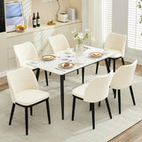Garvee Upholstered Fabric Dining Room Side Chairs, Chair for Dining Room with Padded Seat and Wood Legs(Set of 6)
