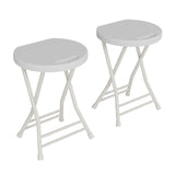 Garvee 600lbs Capacity Folding Bar Stool - 18-Inch Backless Portable Chair with Handle - Anti-Slip Feet, Compact Collapsible for Kitchen, Home, Indoor & Outdoor - Color: White - White-2