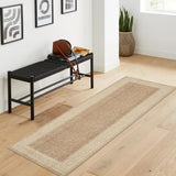 Garvee 2' x 6' Natural Bordered Faux Jute Runner Rug, Washable Low-Pile Carpet for Kitchen, Hallway, Entryway and Patio