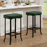 Garvee Compact Bar Stools Set of 2, 24.6 Inch Counter Height, High-quality Green Faux Leather, Irregular Leg Design, Space-Saving Bar Chairs, Easy Assembly for Kitchen, Dining Room, Home Bar, 2PC Pack - Green