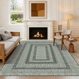 Garvee Washable Area Rugs 5x7 Geometric Living Room Rug Soft Non Slip Bordered Rugs for Bedroom Nursery Large Indoor Modern Stain Resistant Under Table Carpet for Dining Room Office, Green - Green