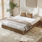 Garvee Minimalist Fluted Wave Platform Bed Frame – Sturdy Wood, Low Profile, Sturdy & Noise-Free, Easy Assembly, No Box Spring Needed – California King Size, Walnut Color (AAE35-13A)