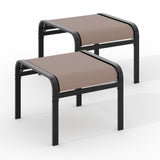 Garvee Outdoor Patio Footstools Set of 2, Aluminum Ottoman Footrests with Breathable Textilene Fabric, Weather-Resistant Outdoor Footrests for Patio, Deck, Garden & Poolside,Brown - Brown