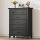 Garvee 5 Dresser for Bedroom, 41.3 in Tall Vertical Drawer Dresser with Large Storage, Freestanding Wooden Closet Chest for Bedroom, Living Room, Black - Black
