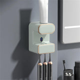 Garvee Automatic Electric Toothpaste Dispenser - Wall Mounted with 3 Toothbrush Slots, Thermal Sensing Bathroom Automatic Squeezer