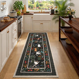 Garvee 2' × 6' Washable   Rugs, Cute Animal Print Rug Soft Non Slip Washable Runner Rug for Hallway Bedroom,，Stain Resistant Low Pile Bordered Long Carpet for Entrance Laundry, Black - Black