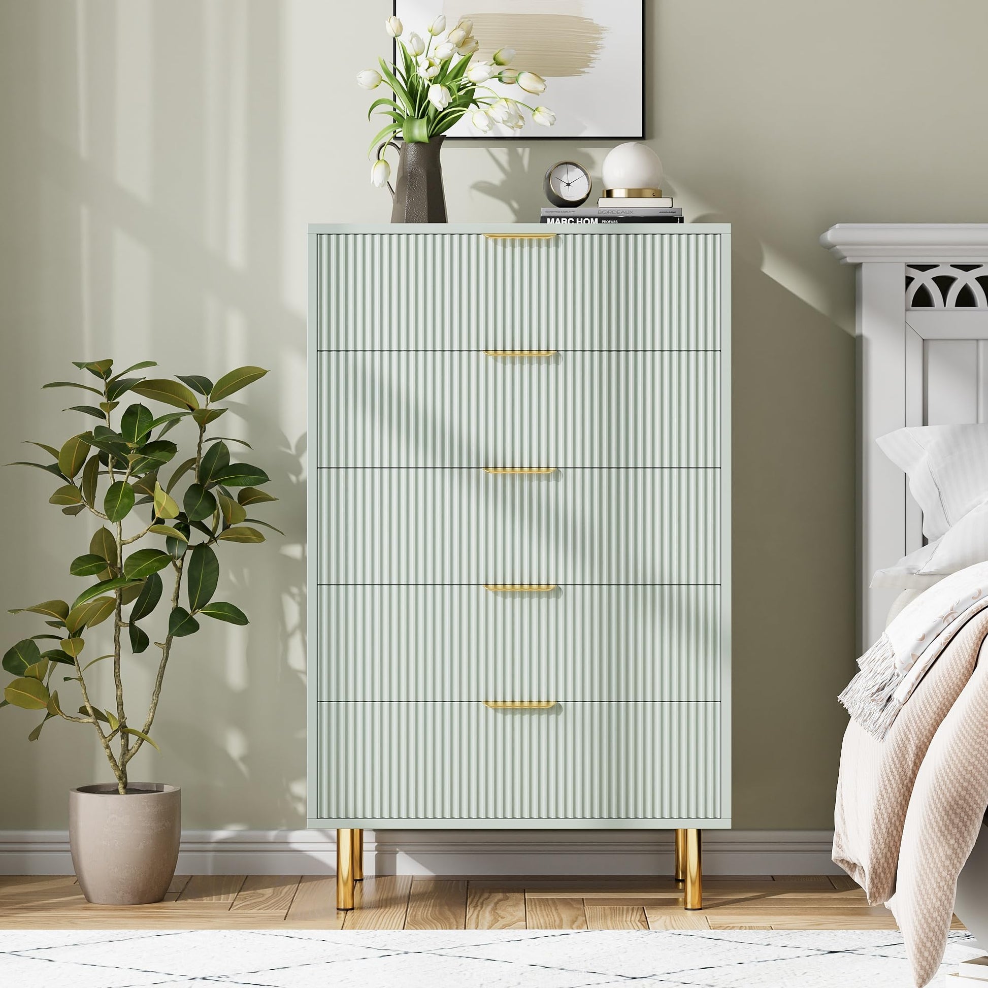 modern green dresser 47" Modern Green Bedroom Dresser Minimalist 6-Drawer Accent Cant Chest Homary