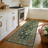 Garvee 2' × 6' Dragon Pattern Runner Rug, Soft Washable Low-Pile Polyester Carpet for Hallway, Kitchen and Entryway, Green