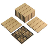 Garvee Waterproof Interconnected Composite Deck Tiles 12"x12" 9PCS/Set – Durable Plastic Wood Grain, Easy Snap-Install, All-Weather Outdoor Patio Flooring for Balcony, Porch, Pool, Backyard – Teak Color - Teak -1