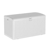 Garvee 120 Gallon Waterproof Large Resin Deck Box Indoor Outdoor, Lockable Storage Container for Patio Furniture Tools, Waterproof Deck Box with Hydraulic Rod Patio Storage Bin for Pool Garden, White - White