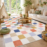 Garvee 6' x 9' Colorful Checkered Area Rug, Machine Washable Non-Slip Low-Pile Rug for Bedroom, Playroom & Kids Room, Colorful - Colorful