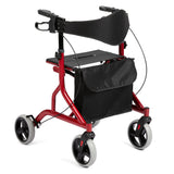 Garvee Folding Aluminum Rollator Walker with 8" Rubber Wheels, 330 lbs Capacity Mobility Walker, Dual Brake System, Red - Red