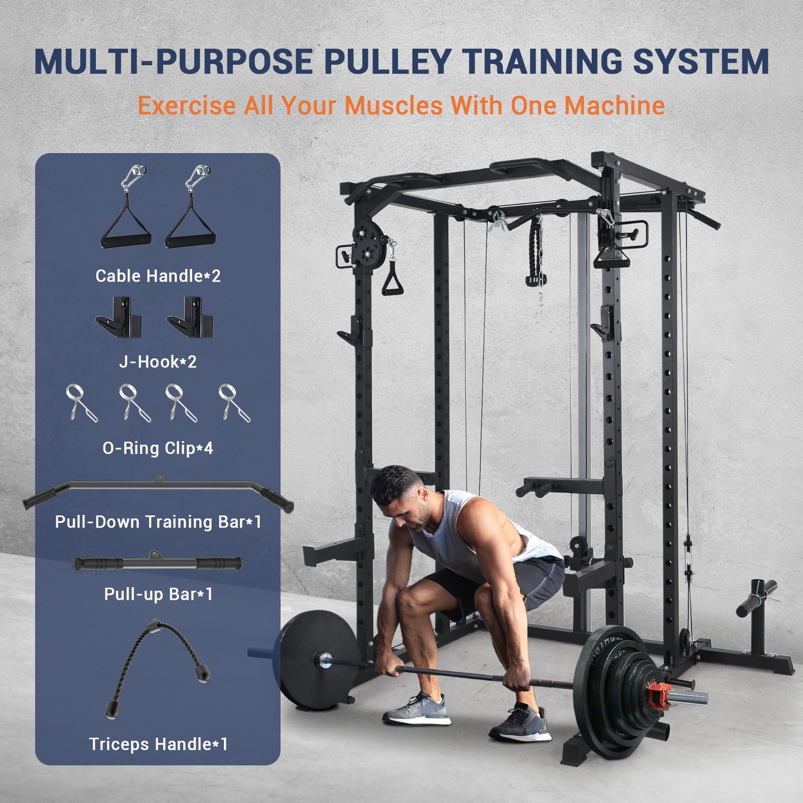 Garvee 2000LBS Multi-Function Power Cage Squat Rack with Dual