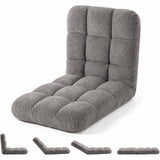 Garvee Folding Floor Chair with Back Support, 5 Adjustable Position, Padded Sleeper Bed, Couch Recliner, Gaming Floor Chairs for Adults, Meditation, Living Room - Dark Gray