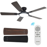 Garvee 52 Inch Modern Ceiling Fan with Dimmable 3-Color LED Light, 5 Reversible Blades, 6-Speed Quiet DC Motor, Remote Control, Energy Efficient, Indoor Use for Bedroom and Living Room, Black, Ceiling Mount - Black