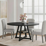 Garvee 3-Piece 47" Round Dining Table Set with Upholstered Chairs, Storage Shelf, Wood & Metal, Adjustable Feet, Space-Saving for Small Dining Rooms - 棕色+灰色