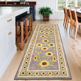 Garvee 2' x 6' Khaki Modern Floral Runner Rug, Washable Non-Slip Low-Pile Carpet for Hallway, Kitchen, Entryway and Bedroom - Khaki