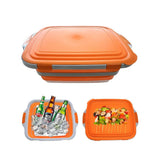 Garvee Collapsible BBQ Prep Tub with Lid, Folding Wash Basin for Camping & Outdoor Meal Prep - Built-In Cutting Board - Portable Plastic Kitchen basin Bin, 8L - Orange
