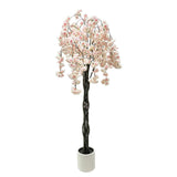 Garvee Double Trunk Artificial Cherry Blossom Tree for Indoor Decor - Faux Cherry Blossom Flowering Plant, Realistic Small Stems, Easy Assembly - Light Cherry Blossom Pink, 5ft (150cm)