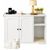 Garvee Large Modern Cat Litter Box Enclosure Cabinet – Dog-Proof Cat Washroom with Side Outlet & 5ft Power Cord, Hidden Self-Cleaning Robot Litter Box Furniture, Odor Control, ND-5045-6 White Arch - White-Arched