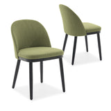 Garvee Modern Upholstered Dining Chairs Set of 2 – High Back, Deep Cushioned Linen Seat, Sturdy Wood Legs, Comfortable for Kitchen, Dining Room, Restaurant, or Cafe – 2-pack Linen | Green - Green