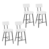 Garvee Bar Stools Set of 4, 24" Counter Height Bar Chairs with Backrest & Footrest - Modern Upholstered Round Seat Stools for Kitchen Island, Dining, Cafe, Pub