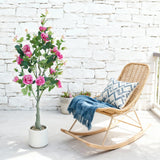Garvee Lifelike 120cm Artificial Dark Pink Rose Tree – Realistic Silk Leaves & Rose Red Flowers – UV-Resistant Faux Decorative Plant – Low Maintenance – For Indoor & Outdoor Home, Garden, Porch Décor – Color: Rose Red Rose, Specs: White Pot
