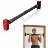 Garvee Heavy Duty Doorway Pull Up Bar – Adjustable Width 72-95cm, No-Screw Installation, Locking Mechanism, Level Meter, Anti-Slip, 440lbs Capacity – Home Gym Strength Trainer, Black-Red - Red And Black