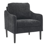 Garvee Cloud-Inspired Comfort Curved Armchair - Mid-Century Modern Accent Chair with Chenille Upholstery, Cozy Reading Chair, Single Sofa for Living Room, Bedroom, Office - Dark Grey Chenille - Black