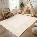 Garvee 8' x 10' Modern Geometric Non-Slip, Machine-Washable, Soft Faux Cashmere Aesthetic Area Rug- Bedrooms and Entryways, Beige - Beige