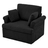 Garvee 39 Inch Modern 360 Degree Swivel Accent Chair Large Corduroy Round Armchair with 2 Pillows Comfy Upholstered Single Sofa for Living Room Green - Black