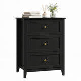 Garvee Modern 3-Drawer Dresser Chest, 27.5" Wide Wooden Storage Cabinet for Bedroom or Apartment - Compact Space-Saving - Easy Assembly - Black - Black