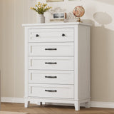 Garvee 5 Dresser for Bedroom, 41.3 in Tall Vertical Drawer Dresser with Large Storage, Freestanding Wooden Closet Chest for Bedroom, Living Room, White - Ash White