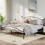 Garvee Sturdy Metal Platform Bed Frame – Victorian Headboard & Footboard – Steel Slats – Under Bed Storage – Noise-Free – Easy Assembly – King Size, Black - Black