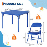 Garvee 3 Piece Boys Girls Folding Table and Chairs Set, Activity Table and Chairs Set for Dining Room,Daycare,Classrooms - Blue