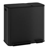 Garvee Dual Compartment Kitchen Trash Can 50L+20L – Stainless Steel – Soft Close Lid – Step Pedal – 2 Removable Buckets – Waste & Recycling Bin – Fingerprint Resistant – Matte Black - Matte Black