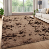 Garvee 4' x 6' Fluffy Shag Area Rug, Ultra-Soft Non-Slip Non-Shedding High-Pile Rug for Bedroom, Nursery & Kids Room, Tie-Dye Brown